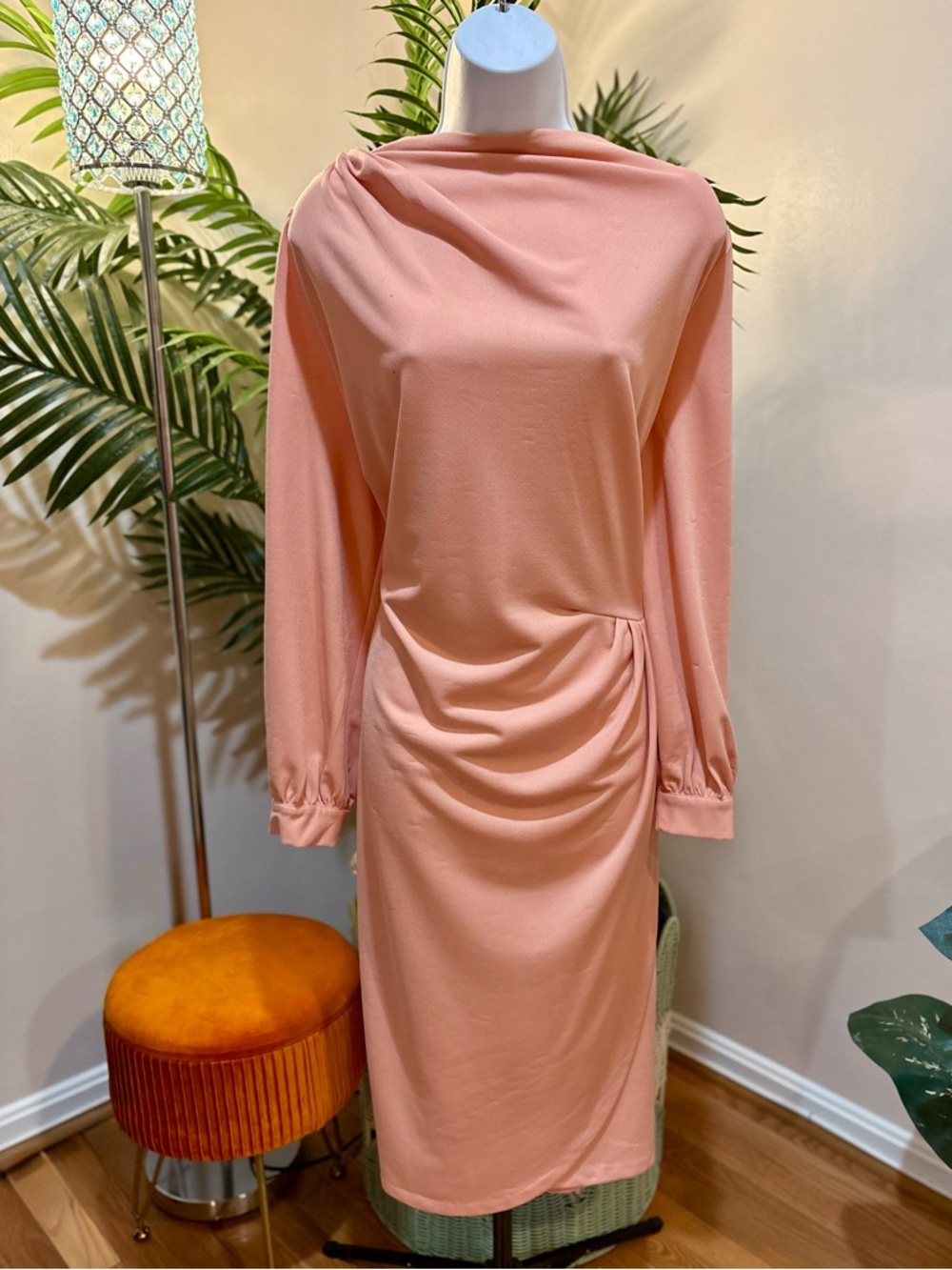 Eloquii Dusty Blush Pink Mock Necked Long-Sleeve Dress